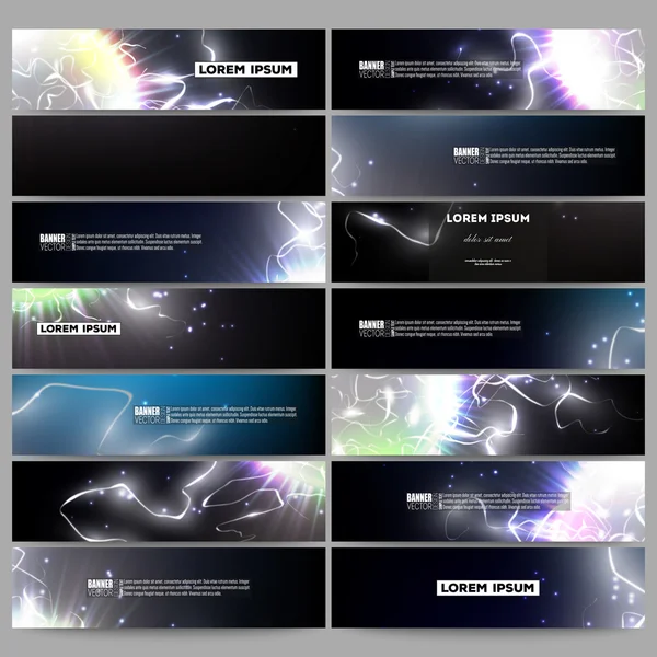 Set of modern banners. Electric lighting effect. Magic vector background with lightning. — Stockvector
