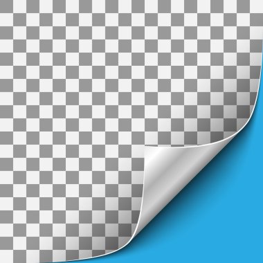 Mavi arka plan ile gümüş kıvrılmış köşe