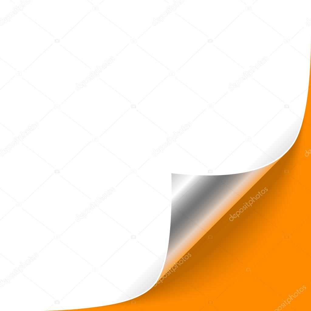 Curled Silver Corner on Orange Background