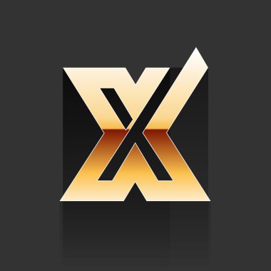 Vektör altın harf X şekil Logo öğesi