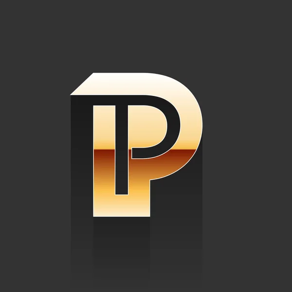 Vektorelement guld bokstaven P form logotyp — Stock vektor