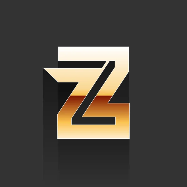 Vector Gold Letter Z Shape Logo Element — Stock Vector