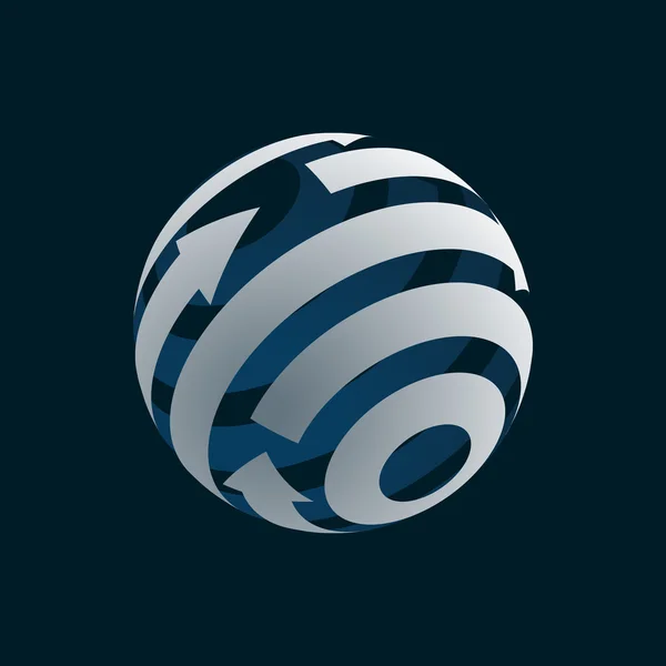 Abstraktní Globe Logo Element. Rotující šipky. Vektoru Symbol globalizace. 3D design. Rotující koule. Royalty Free Stock Vektory