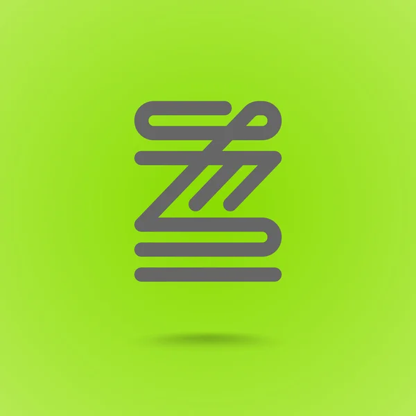 Z Letter. Z type line shape. Z Line Logo Design Element Type. Letter Z on Green Background. — Stock Vector