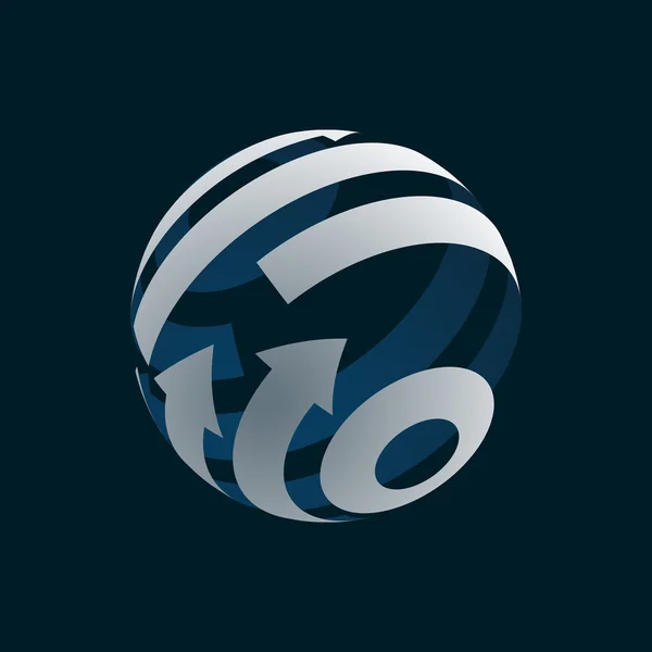 Résumé Globe Logo Element. Flèches tournantes. Symbole vectoriel de la mondialisation. Conception 3D. Globe rotatif . — Image vectorielle