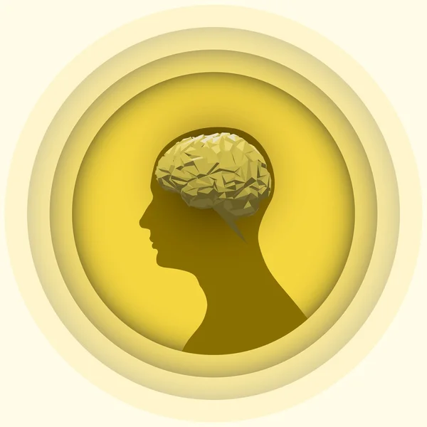 Silhouette of the human head with brain. — Stock Vector