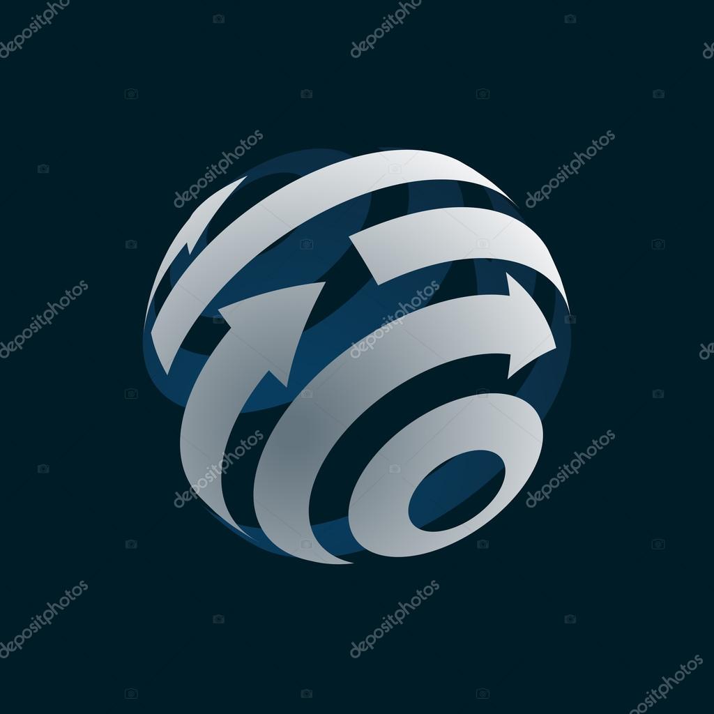 Abstract web icon of globe or vector globe logo element. Symbol of globalization. 3D design illustration. Vector rotating globe.