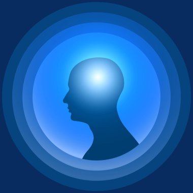 Parlayan akıllı insan kafası silüeti.