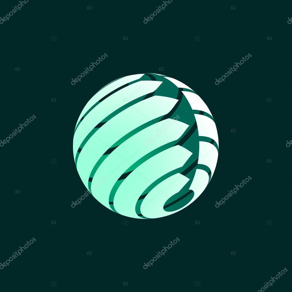 Abstract Globe Icon with Arrows on Dark Background