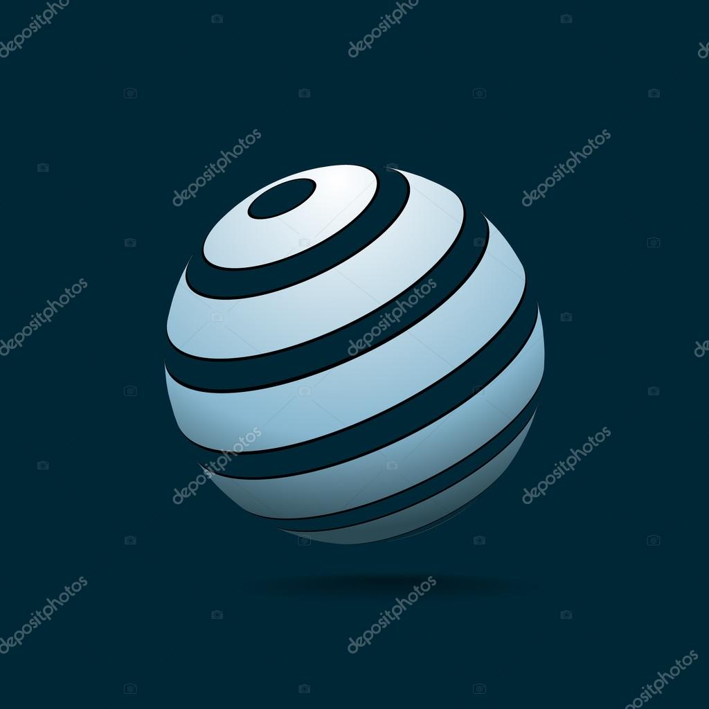 Abstract Globe Blue Icon on Dark Background