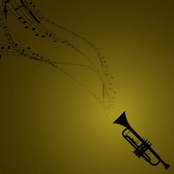 Trompet med musikalske symboler – Stock-vektor
