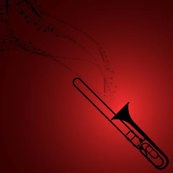Trombone avec symboles musicaux — Image vectorielle