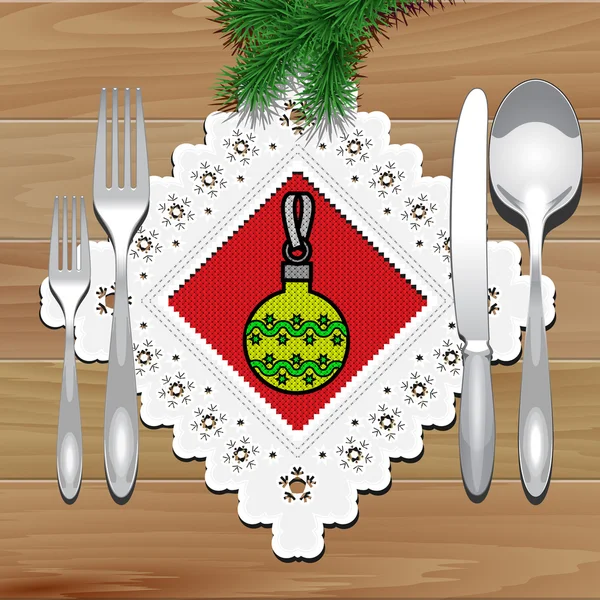 Mesa de servilleta de Navidad — Vector de stock