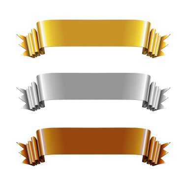 Set of Gold, Silver and Bronze Ribbons clipart