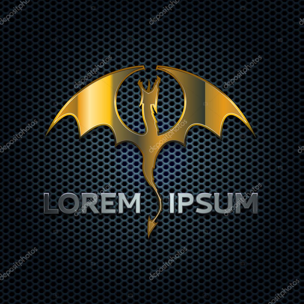Golden Winged Dragon Symbol on the Speaker Grille.. Vector Illustration