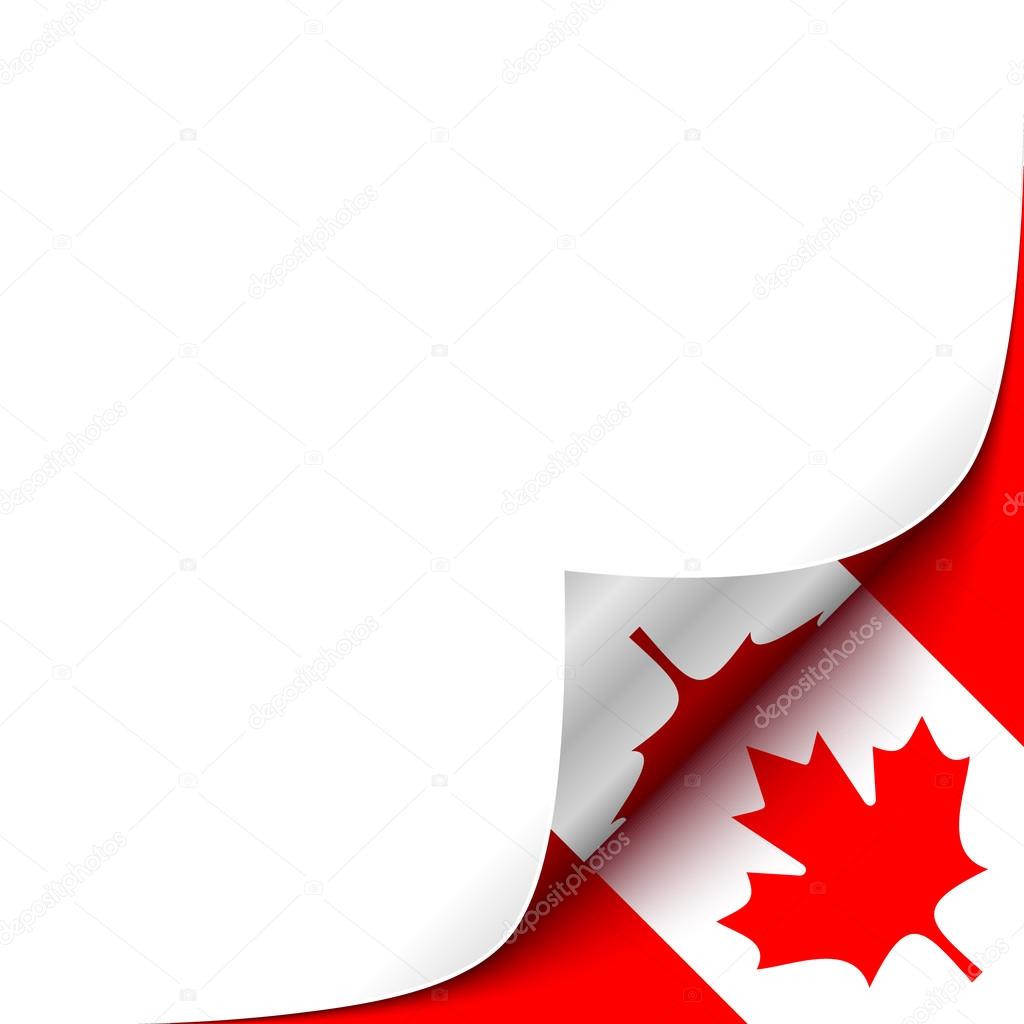 Curled up Paper Corner on Canadian Flag Background.Vector Illustration