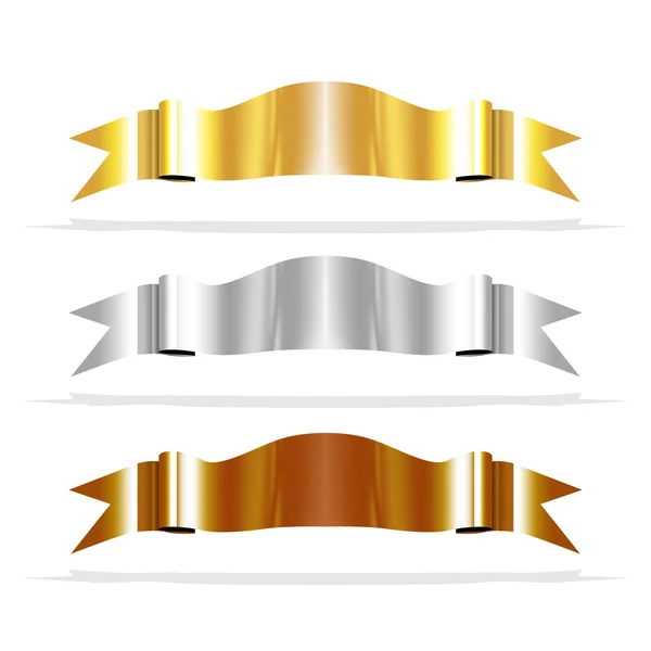 Metalic Vector Ribbons for your Design Project. — Stock Vector