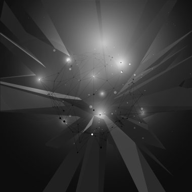 Soyut üçgen kristal şekli uzayda. Vektör çizim.