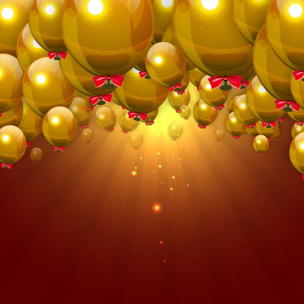 Balony strana zlaté pozadí s červenými Jazzbow. Vektorové ilustrace. — Stockový vektor