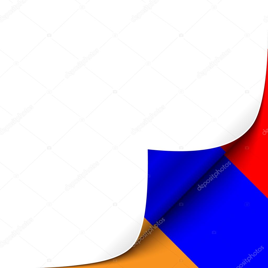 Curled up Paper Corner on Armenian Flag Background.Vector Illustration