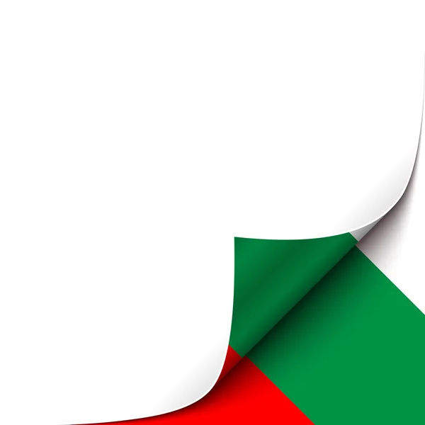 Esquina de papel acurrucada en el fondo de la bandera búlgara.Vector Ilustración — Vector de stock