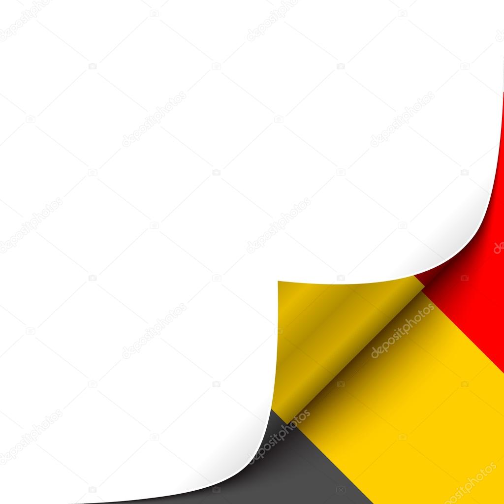 Curled up Paper Corner on Belgian Flag Background.Vector Illustration