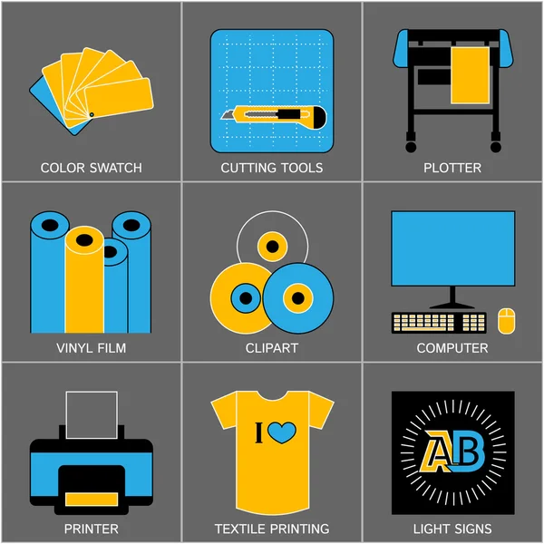 Set di icone di design a linea piana per la visualizzazione dei segni. Illustrazione vettoriale — Vettoriale Stock