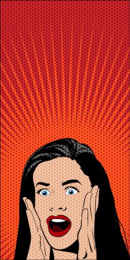 Şok Pop Art kadın. Vektör çizim