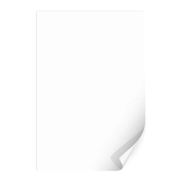 Foglio di carta vuoto con angolo arricciacapelli. Illustrazione vettoriale — Vettoriale Stock