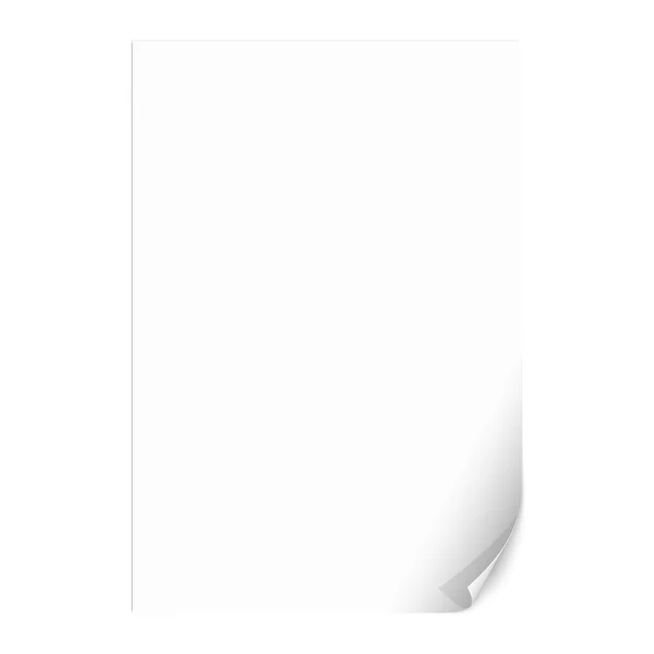 Κενό χαρτί φύλλο με κατσαρά γωνία. Vector εικονογράφηση — Διανυσματικό Αρχείο