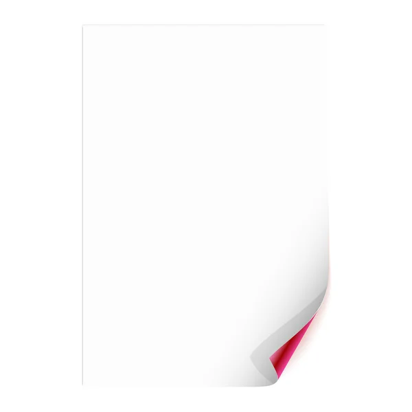 Foglio di carta vuoto con angolo arricciato. Illustrazione vettoriale — Vettoriale Stock