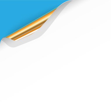 Kıvrılmış beyaz kağıt köşe altın arka yüzü ile vektör