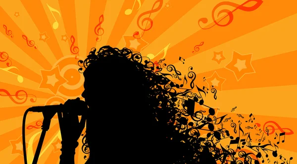 Silhouette of Womans head with Music Hair Background. Stock Vector Illustration Royalty Free Stock Illustrations