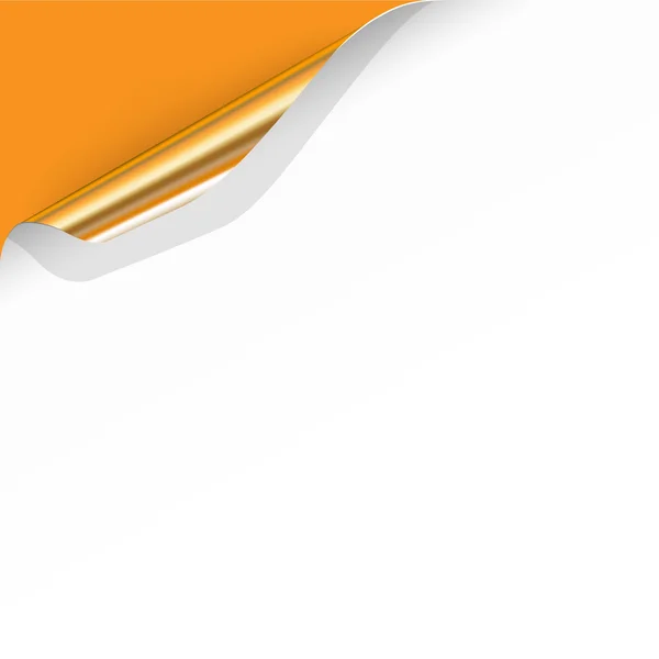 Gold gelockte Ecke mit orangefarbenem Hintergrund — Stockvektor