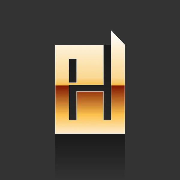 Vector Oro Letra H Forma Logo Elemento — Vector de stock