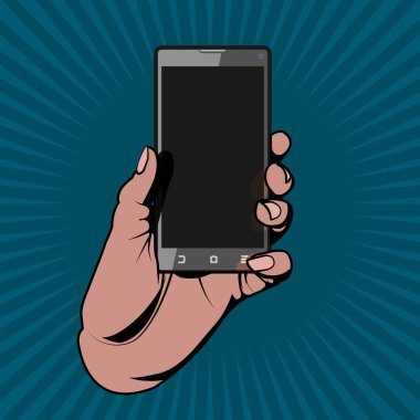 Olduğu gibi bir çizgi roman görüntü Smartphone tutan el