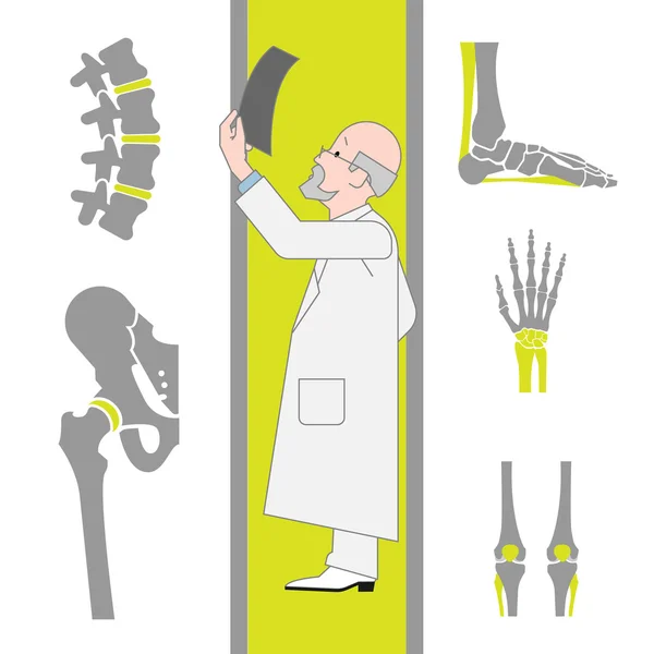 Ensemble d'icônes plates de chirurgie et d'orthopédie — Image vectorielle