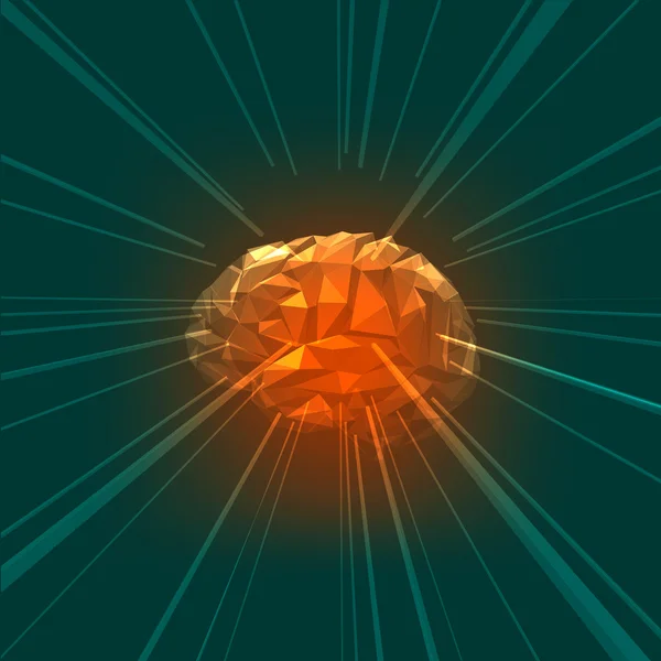 Koncept aktivního lidského mozku s paprsky — Stockový vektor