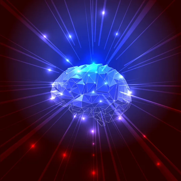 Концепція активних людський мозок з променями — стоковий вектор
