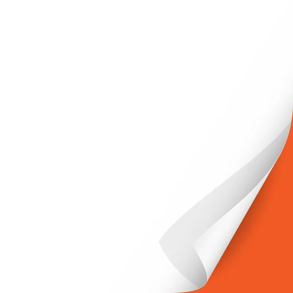 Angolo carta arricciata con sfondo arancione — Vettoriale Stock