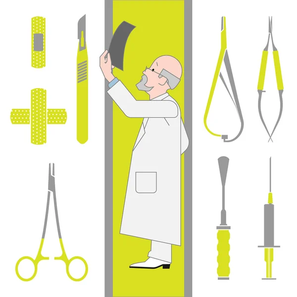 Lapos ikonok a sebészet és ortopédia — Stock Vector