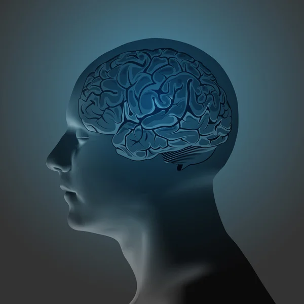 Αφηρημένη ανθρώπινο κεφάλι με έναν εγκέφαλο. — Διανυσματικό Αρχείο