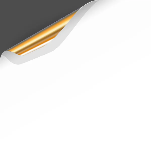 Banner con esquina de papel blanco rizado — Vector de stock