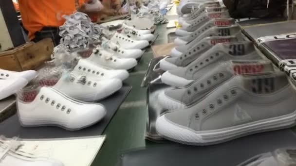 Tiempo-lapso del proceso de fabricación de zapatos — Vídeos de Stock