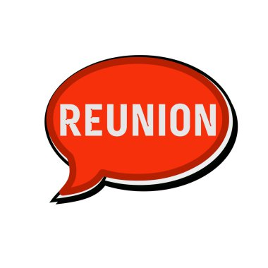 Kırmızı konuşma kabarcıklar üzerinde Reunion ifadeler