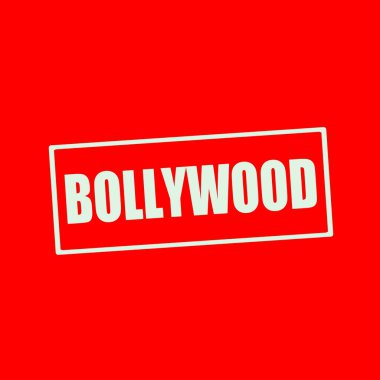 Dikdörtgen kırmızı zemin üzerine beyaz Bollywood ifadeler