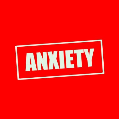 Dikdörtgen kırmızı zemin üzerine beyaz anksiyete ifadeler