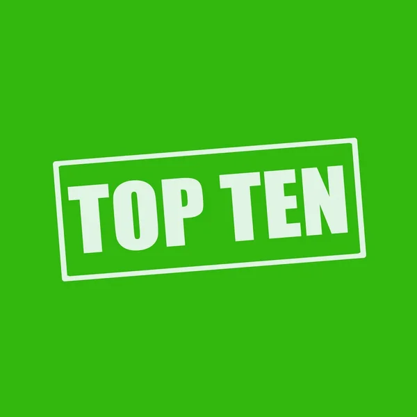 Top Ten fehér megfogalmazás négyszögön zöld háttér — Stock Fotó