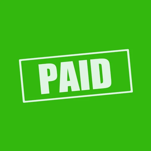 Bezahlt weiße Aufschrift auf rechteckigem grünem Hintergrund — Stockfoto