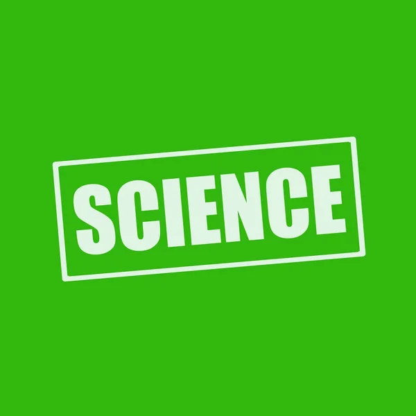 Επιστήμη λευκή διατύπωση σε ορθογώνιο πράσινο φόντο — Φωτογραφία Αρχείου